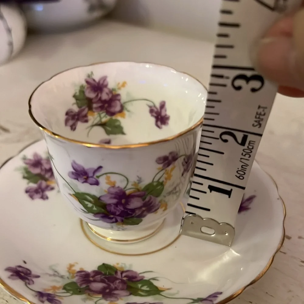 Vintage Stanley England fine bone china small violet teacup and saucer - Picture 8 of 8